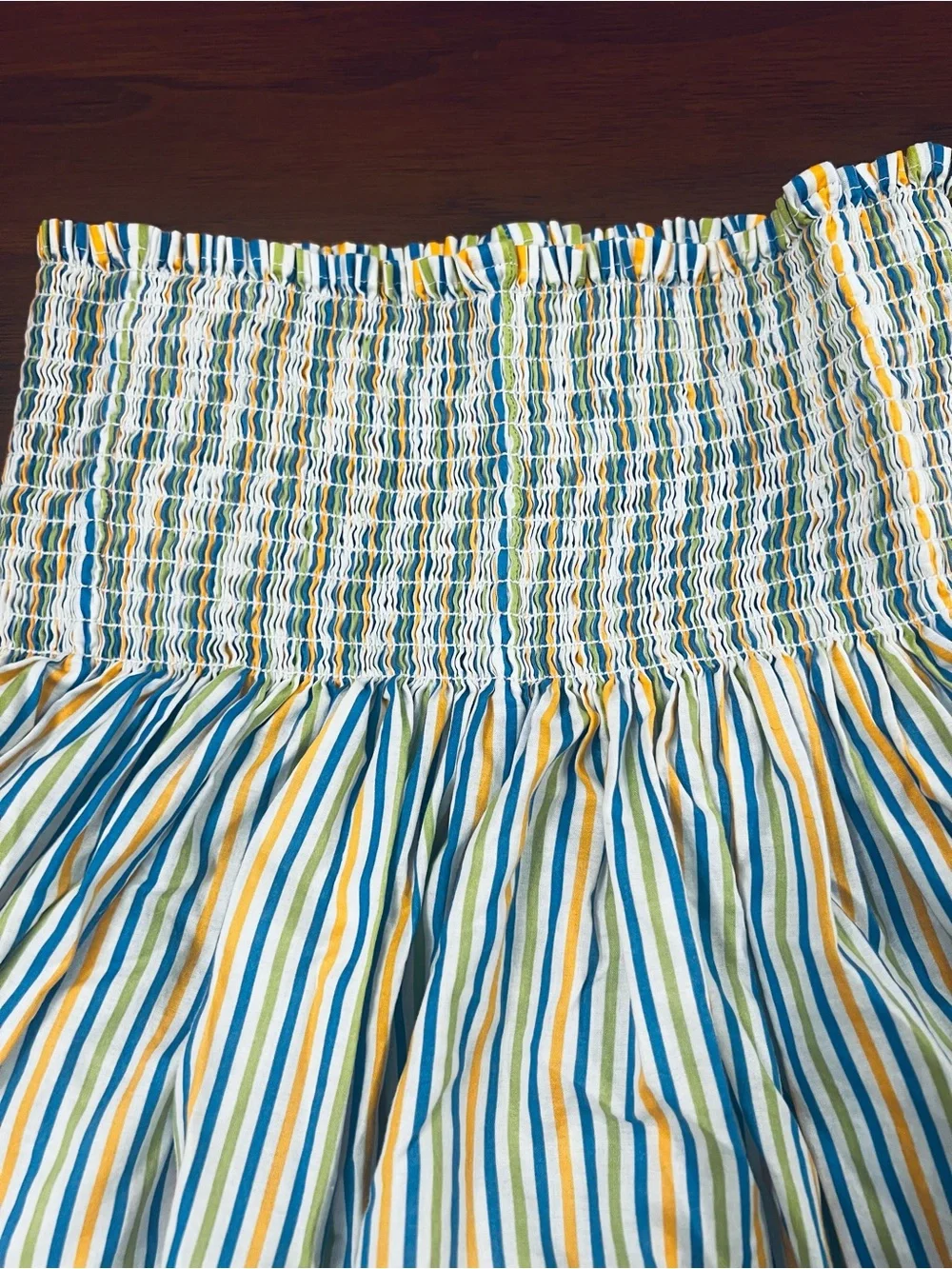KOCH Erika Skort Multicolor Striped Smocked Waist Shorts Skirt Size S